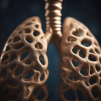 Modelo tridimensional de pulmões humanos produzido por impressão 3D para aplicações médicas.