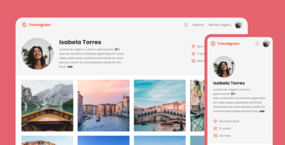 Imagem de uma página web no perfil da Isabela Torres.